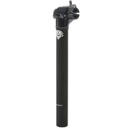 Black lightweight aluminum Odyssey Intac seatpost with micro-adjust seat clamp and 25.4mm diameter
