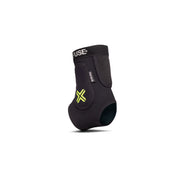 FUSE Omega PRO Ankle Guard in black and yellow with EVA foam padding and neoprene for impact protection.