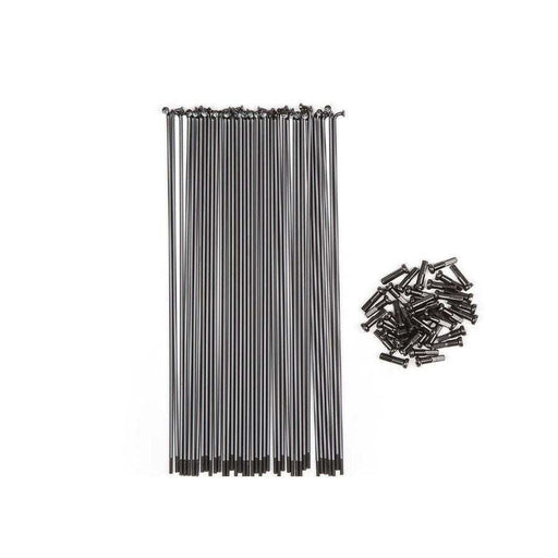 Pack of 40 black BSD BMX spokes with matching brass nipples for BMX bike wheels.
