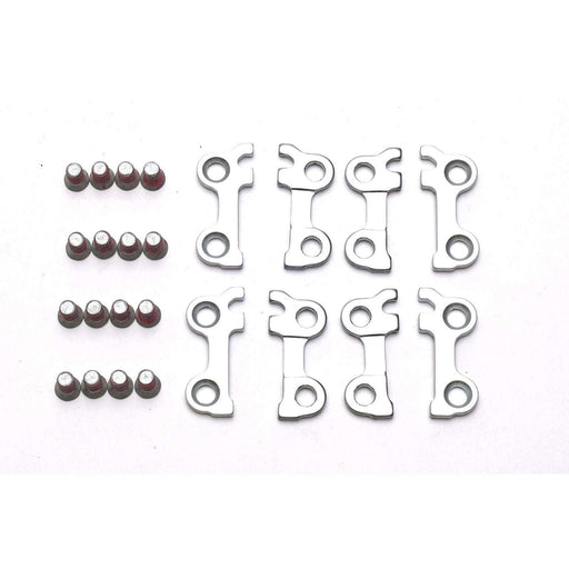 HT COMPONENTS T1-HOOK PLATES replacement set with 8 hook plates and 16 screws for clipless pedal system