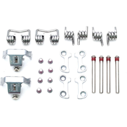 HT COMPONENTS D1 Mechanism spare parts set with springs, bolts, and hook plates for bicycle pedal repair and replacement.