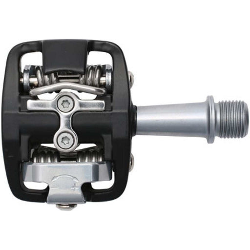 HT 878 Pedals black and silver aluminum cycling pedals with CNC machined spindle and sealed bearings.