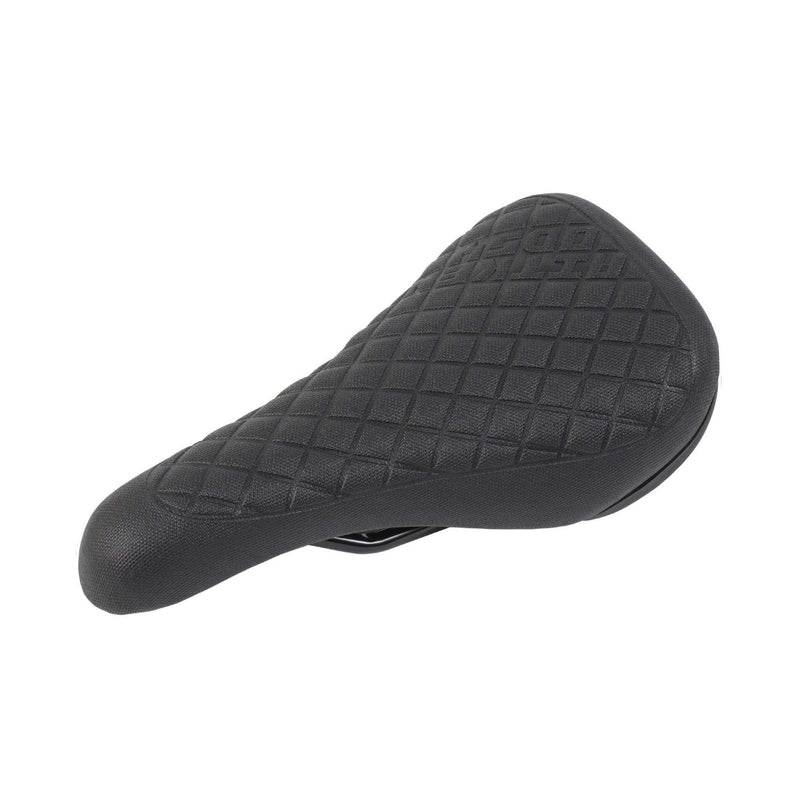 ODYSSEY AITKEN black BMX bike seat with diamond stitch and chromoly rails