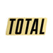 TOTAL NEW black text logo sticker on a beige background