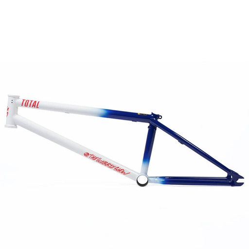 TOTAL BMX TWS 2 PRO BMX bike frame in white and blue with Mark Webb signature and DBS braking system
