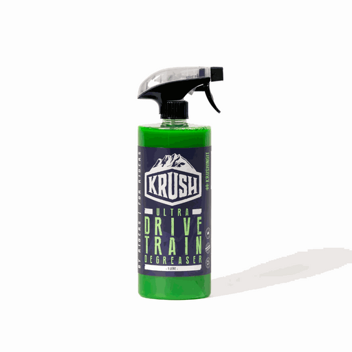 KRUSH ULTRA drivetrain degreaser spray bottle with green liquid