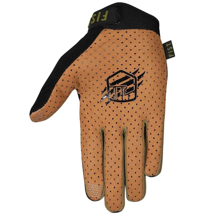 FIST black tan breathable hot weather breezer glove with perforated Clarino palm and touchscreen fingertips