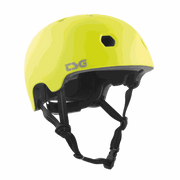 Yellow TSG Meta Solid Color Helmet with adjustable straps for urban biking and skating safety
