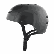 TSG Skate/BMX helmet black half-shell with adjustable straps and ventilation holes, designed for skate and bike safety.