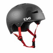 TSG Superlight solid color black skate helmet with red straps and lightweight design