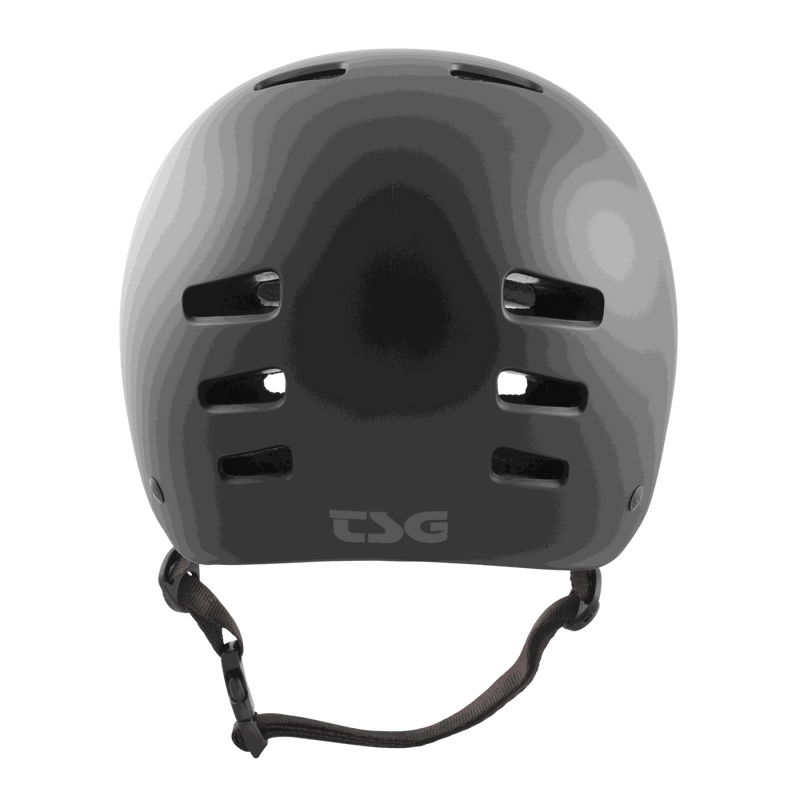 TSG Kraken Solid Color II helmet black rear view with ventilation slots and adjustable chin strap