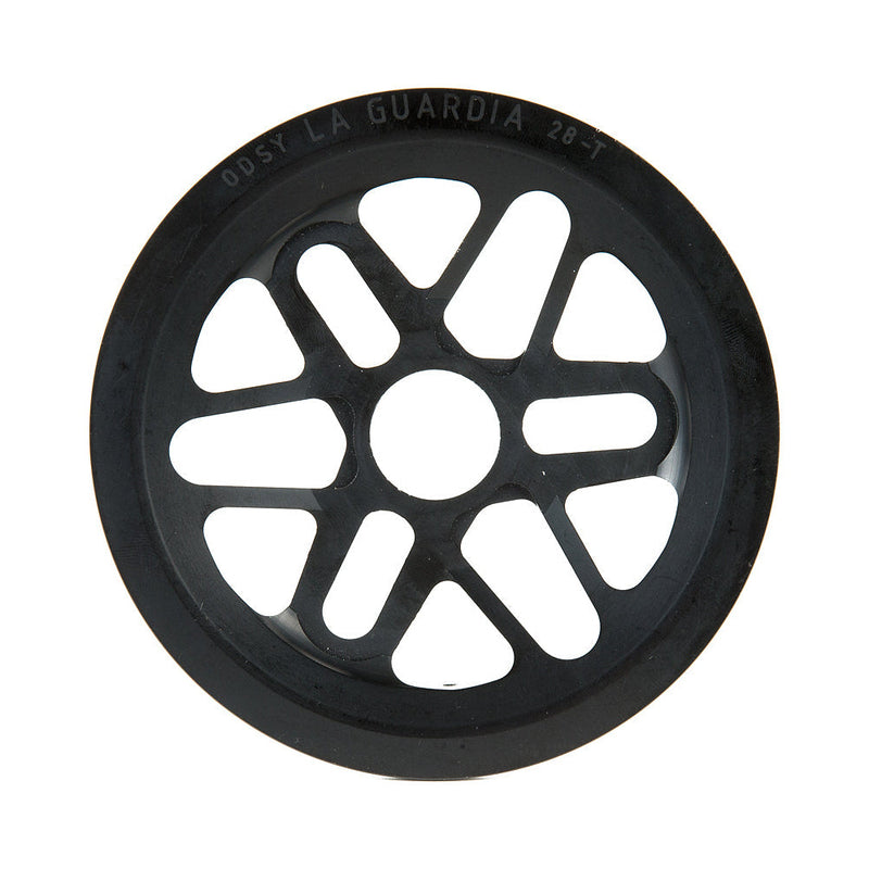 ODYSSEY LAGUARDIA SPROCKET black 28t aluminum bike sprocket with integrated full guard and standard interface