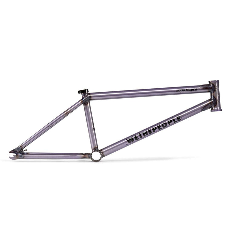 Wethepeople Pathfinder BMX frame in trans lilac with CNC detailing and signature graphics