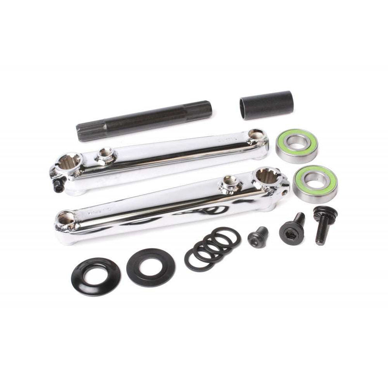 Sunday Saker 3PC Crankset with tubular chromoly arms, 19mm spindle, and included bottom bracket in chrome finish