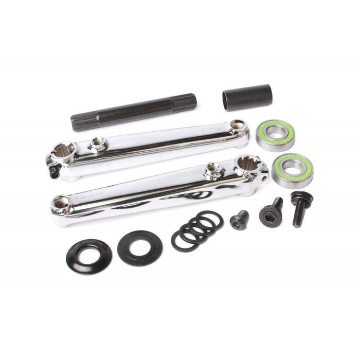 Sunday Saker 3PC Crankset with tubular chromoly arms, 19mm spindle, and included bottom bracket in chrome finish