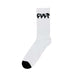 White cotton-blend Cult logo socks with black toe and stretchy durable fabric