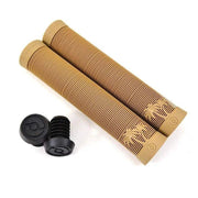 Primo Cali Grips brown flange-free bicycle handlebar grips with palm tree design and black end caps