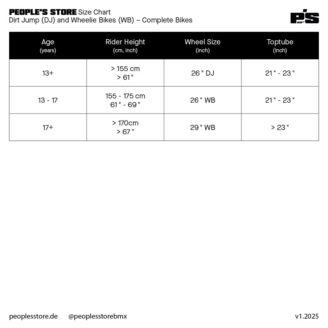 Size Charts — People's Store