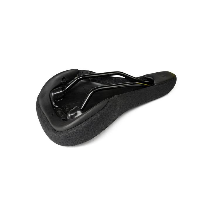 SALTPLUS RAIL SEAT with embossed top cover, 8mm steel rails, black color.