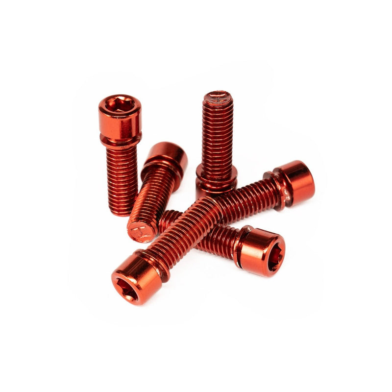Red SALT SOLID STEM BOLTS, high-quality steel, 6mm hex, M8x25mm.