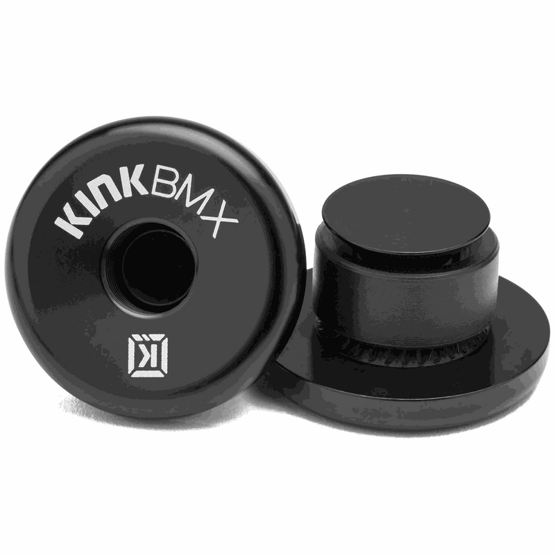 KINK IDEAL BARENDS black 31mm diameter aluminum BMX handlebar ends with expanding nylon wedge mechanism