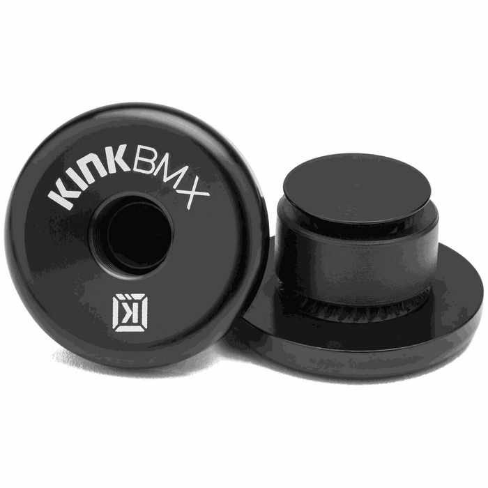 KINK IDEAL BARENDS black 31mm diameter aluminum BMX handlebar ends with expanding nylon wedge mechanism