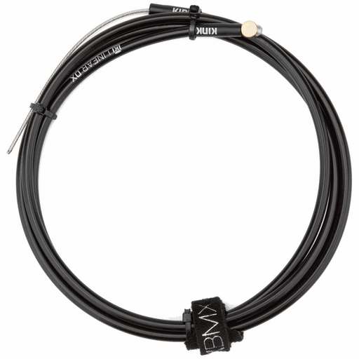 KINK LINEAR DX Brake cable with coated linear strand housing and brass lug for smooth, bind-free BMX brake performance.