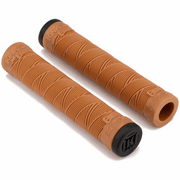 KINK ACE GRIPS soft Kraton rubber flangeless brown bicycle handlebar grips with wrapped pattern and included barends