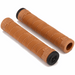 KINK ACE GRIPS soft Kraton rubber flangeless brown bicycle handlebar grips with wrapped pattern and included barends