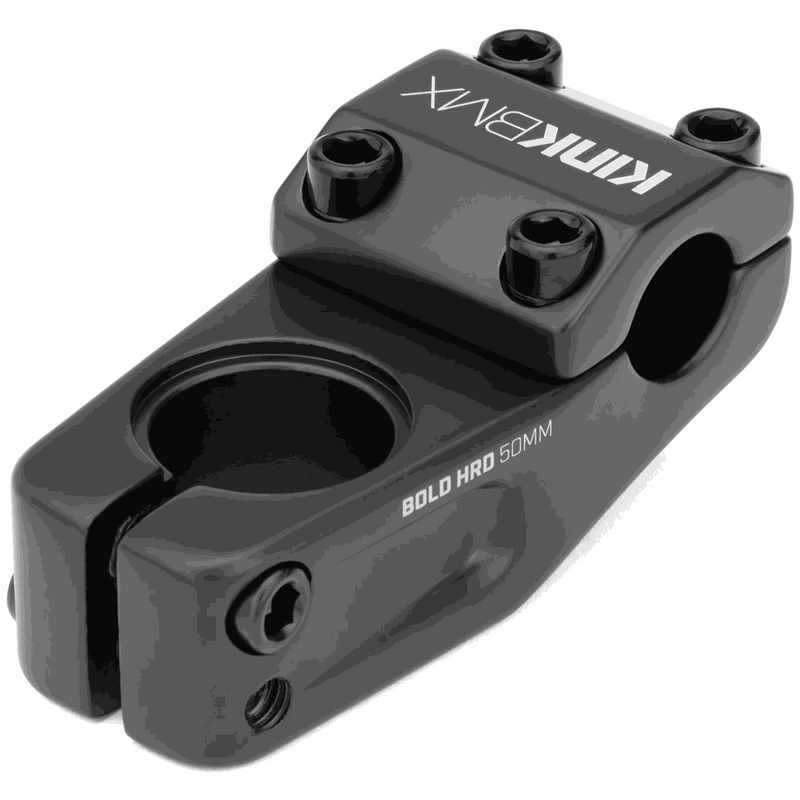 KINK BOLD HRD aluminum stem with 50mm reach, 32mm rise, forged cap, and 6-bolt design.