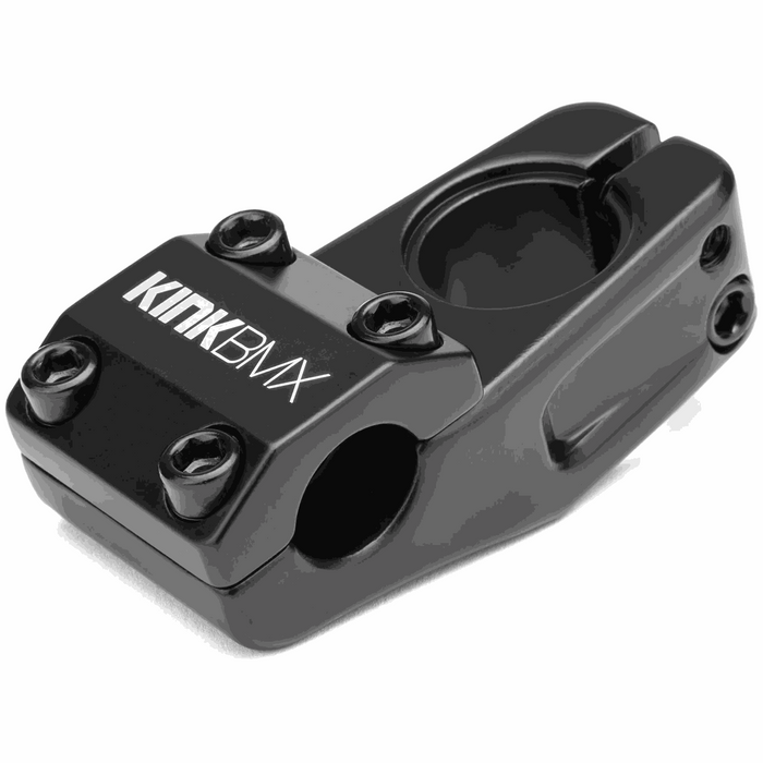 KINK BOLD HRD aluminum BMX stem with 50mm reach and 32mm rise, black finish, 6-bolt design, and forged aluminum cap.