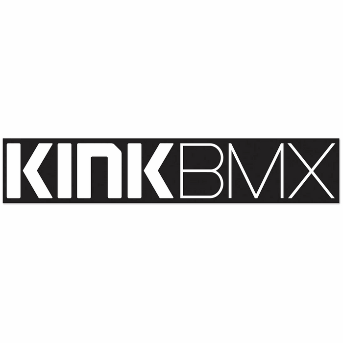 KINK BMX ramp sticker with black background and white bold text, 26 by 5 inches, ideal for ramps and skateparks