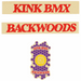 KINK BACKWOODS DECAL KIT with red lettering and hexagonal purple and yellow design decals for BMX frame customization