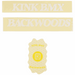 Kink Backwoods decal kit with yellow and beige BMX frame stickers