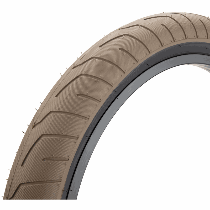 KINK SERVER TIRE brown 2.4-inch BMX tire with low profile tread and micro-knurled surface for fast rolling and high grip