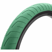 Green KINK SERVER TIRE with low profile micro-knurled tread, 2.4-inch width, and durable wire bead for BMX bikes.
