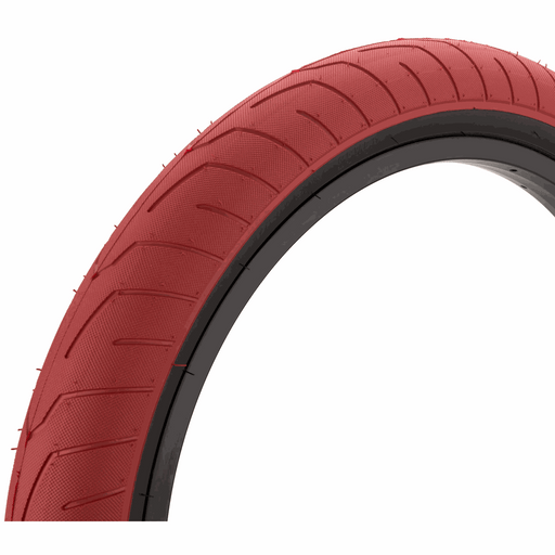 KINK SEVER TIRE red BMX tire with 2.4-inch width and micro-knurled low profile tread for high grip and durability
