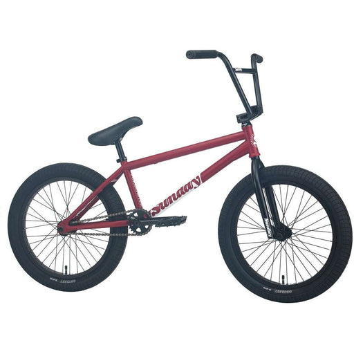 Matte maroon Sunday Forecaster 20" BMX bike with chromoly frame and Odyssey components