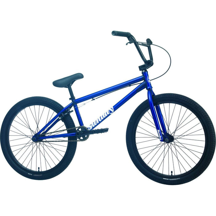 Blue SUNDAY MODEL C 24" BMX bike with black tires and white logo on frame