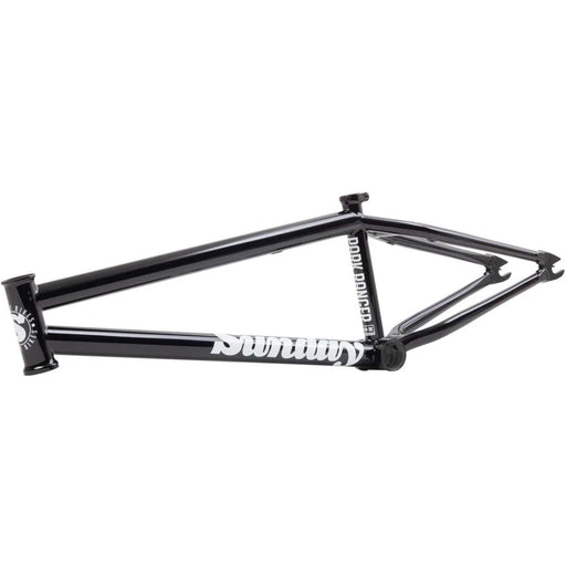 Sunday Park Ranger black BMX bike frame designed for technical park and street riding with chromoly build and integrated chain tensioners.