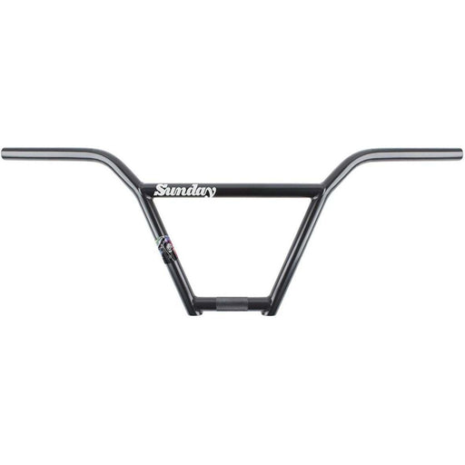 Sunday Street Sweeper 4-piece black rustproof BMX handlebar with 9.25" rise and Jake Seeley signature design