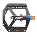 HT COMPONENTS AE03 EVO+ black aluminum CNC machined bicycle pedal with gold spindle and replaceable grip pins