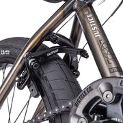 Close-up of the Wethepeople Justice Bike featuring Saltplus brake and Activate tire.
