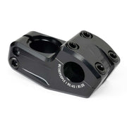 Black WETHEPEOPLE KIRA STEM flatland and street BMX stem with 45mm reach and 30mm rise made of CNC machined 6061-T6 alloy