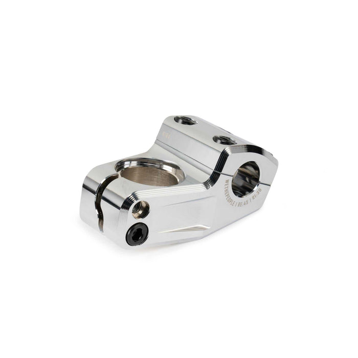 WETHEPEOPLE KIRA STEM polished silver 45mm reach BMX flatland and street hybrid stem made from 6061-T6 alloy with Shark Tooth Clamping and rounded edges