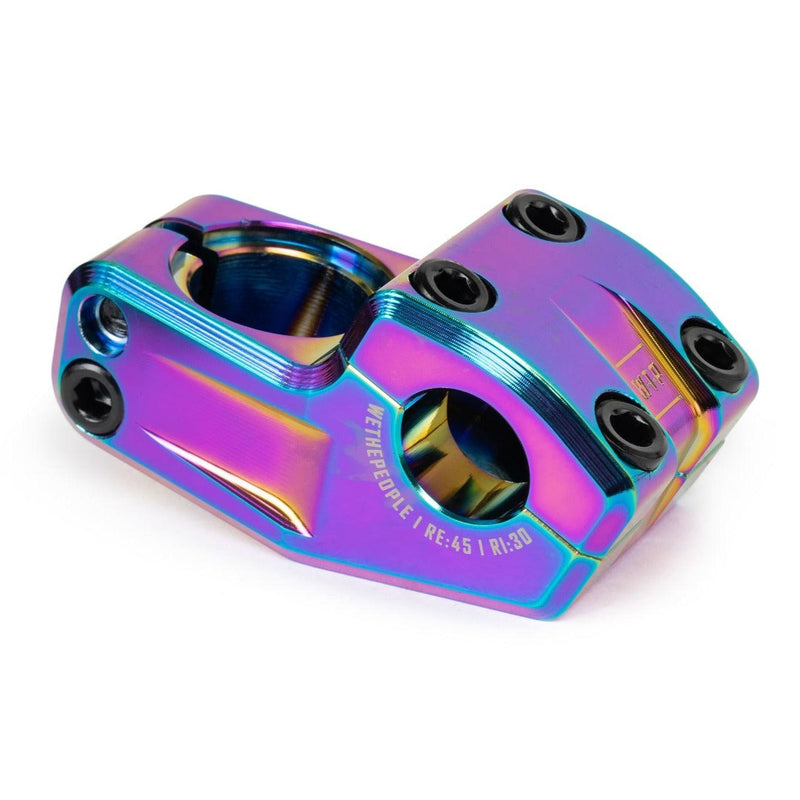 WETHEPEOPLE KIRA STEM 45mm reach oilslick flatland bicycle stem with shark tooth clamping and recessed top cap