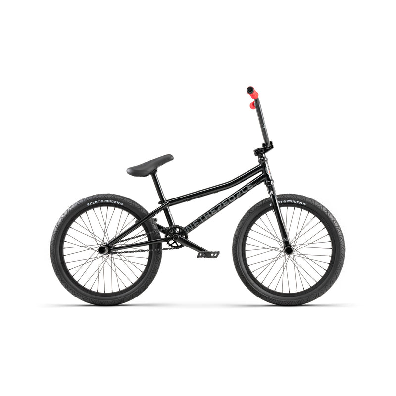 Wethepeople SINUS black flatland BMX bike with red handlebar grips and Mugen tires